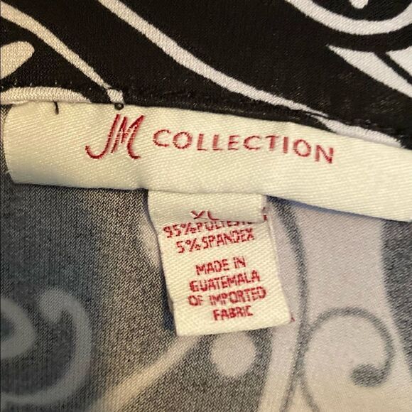 JM Collection Black & White paisley tunic 1X - Picture 4 of 6